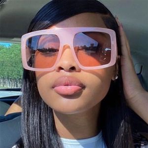 Moda Pink Square Sunglasse Oversize Big Frame Gafas de sol Mujer Lujo Vintage Gradiente 220629