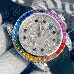 Fashion Rainbow Watch Greed Out Watches Diseñador Diamond Watch 40mm 316 Rigging Band de acero refinado Dial de cristal Relojes automáticos luminosos Montre de Luxe