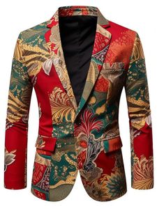 Fashion Red Print Mens Suit 3d Robes à la mode Business Casual Flower Veste de veste 240507