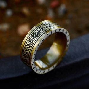 Fashion Retro Odin Celtic Knot Ring for Men Women Mujeres 14k Gold Simple Viking Rune Rings Pareja Amuleta Joyería