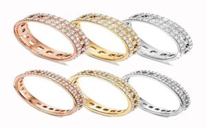 Anillos de moda Líneas geométricas brillantes forman la letra T mujer Anillo de diseñador de lujo joyería de doble letra mujer 18k diamante Boda 8062160