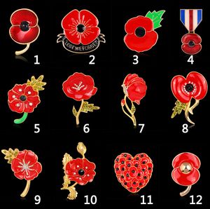 Mode Royal British Legion Broche Diamante Cristal Coquelicot Fleur Broche Pins Cadeau De Noël Kate Broche Drop Shipping