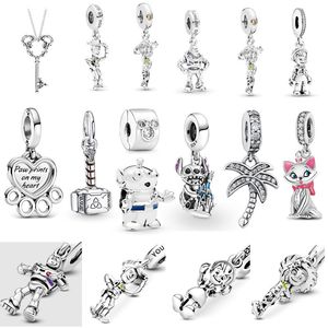 Mode s925 Sterling Silver Charm Perles Lâches Perlées De Luxe Mignon Garçons Dames Original Fit Pandora Bracelet Classique Chat Noix De Coco Pendentif DIY Dames Bijoux Cadeau