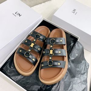 Moda Sandalia Diseñador Zapato Celiny Gladiador Mules Slipper Plataforma Tacón Diapositivas Tippi Triomphe Summer Mule Slide Vacaciones Lujo Cuero genuino Mocasín al aire libre