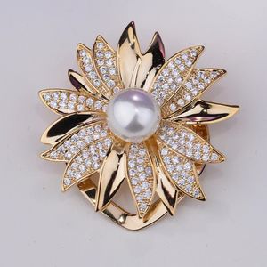 Mode Argent Couleur De Mariage Broches Simulé Perle Perles Broche Fleur Collier Dressing Hijab Pins Mode Bijoux Cadeau
