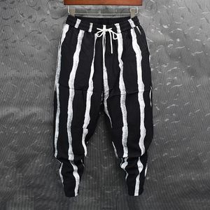 Pantalons à rayures Hip Hop Fashion Men Joggers lâches Streetwear Pantalon Harem Vêtements à la cheville Cuffed Longle Tableau 220816