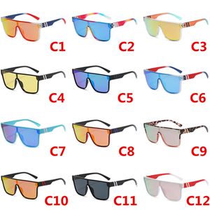 Mode carré lunettes de soleil hommes femmes marque Design lunettes de soleil grand cadre siamois miroir lunettes 12 couleurs