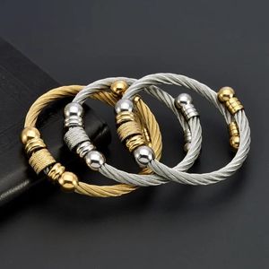 Fashion en acier inoxydable Open Men de manche mâle Crystal Bangles Bracelets sportifs en maille tendance