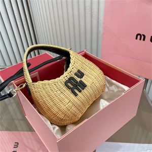 Bolso de mano trenzado de paja de moda miumius Totes Bolsas Clásicos Cuerpo cruzado Mujer Bolso de hombros de lujo Wander Bolso tejido de mimbre Bolsas de cosméticos Monederos 230728bj