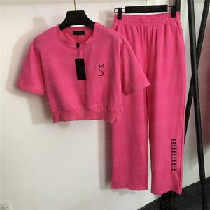 Camisetas recortadas, pantalones, trajes informales, camisetas con letras bordadas, pantalones de chándal con cordón, chándales para mujer, conjuntos deportivos para correr y gimnasio