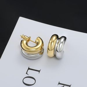 Boucles d'oreilles de styliste en or pour femme, cerceau en métal et diamant, bijoux de fête, cadeau d'anniversaire de mariage