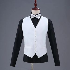 Chaleco de traje de moda para trajes de esmoquin de boda Chaleco formal negro blanco para hombre Chaleco de traje para actuación en escenario de fiesta 240106