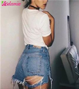 Fashion Summer Denim Womens Shorts Sexy Bured Jeans Shorts Fringe Alta Wisted For Women Cool Hole Short Jeans8015278