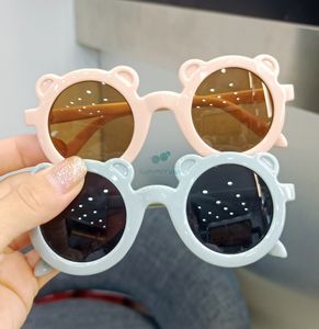 Mode été enfants ours cadre rond lunettes de soleil enfants protection Uv lunettes garçons filles cool lunettes de plage A6335