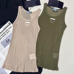 Moda verano chaleco diseñador tanques sueltos para mujeres seda algodón camiseta sin mangas 2 colores ropa larga