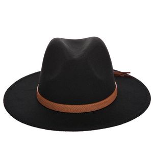 Mode- Chapeau de soleil Femmes Hommes Fedora Chapeau Classique Large Bord Feutre Floppy Cloche Chapeau Chapeau Imitation Laine Cap201y