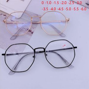 Fashion Sunglasses Frames Men Vintage Anti Blue light Minus Glasses Frame With Degree Round Women Myopia Lens Nearsighted 0 1.0 1.5 2.0 To 6.0 230608