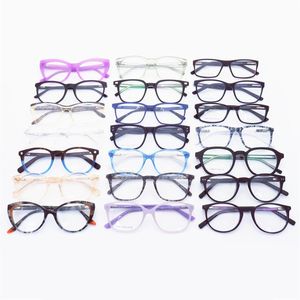 Monturas de gafas de sol de moda Listo para enviar Tamaño de fábrica Acetato colorido Al azar China Promocional Gafas mixtas Gafas Gafas Opt