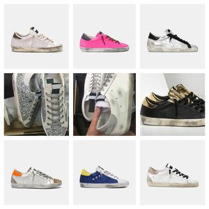 Fashion Super Star Hi Casual Sneakers Chaussures Gletter Leather Camo-Imprime Sneakers Golden Designer Golden Do Old Dirty Mid Low Women Men Taille 36-46