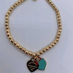 Mode t bijoux femmes en acier inoxydable Bracelet de perles pour toujours amour émail rose bleu coeur charmes Pulsera Bracelets H1115sk7o
