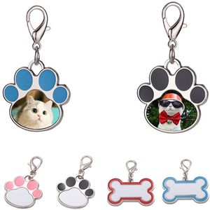 Moda Térmica Transter Sublimación Espacios en blanco Etiqueta de perro Llaveros DIY Diseñador Joyas Hueso Gatos Garras Rosa Negro Azul Aleación de plata Amantes Coche Llaveros Llavero Regalo