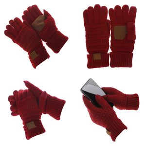 Guante de pantalla táctil a la moda, guantes capacitivos para mujer, guantes de lana cálidos para invierno, guantes de punto antideslizantes con dedos telescópicos, regalos de navidad