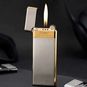 Mode ultra-mince portable butane sans gaz flamme nue briquet métal meule allumage cigare spécial petit ami gadgets