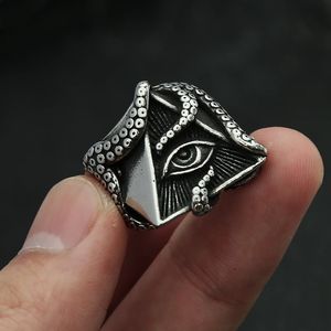 Fashion Vintage All Seeing Eye Ring for Men Unique Goldy Biker Biker Regalos de ciclismo de tentáculo de tentáculo de pulpo de oro