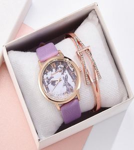 Fashion Watch for Women Fashion Amouvable strass de lapin Robbit Dames Wrist Watch Purple Quartz Clock Drop Reloj7601850