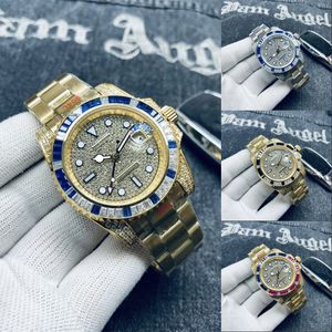Relojes de moda con diamantes y bisel envolvente, chapado en oro, relojes de diseño de acero inoxidable completo, reloj de alta calidad, calendario, reloj moissanite, envío gratis sb071 C4