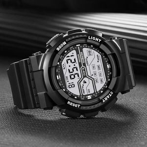 Mode étanche hommes garçon LCD chronomètre numérique Date caoutchouc Sport montre-bracelet hommes montres haut relojes255L