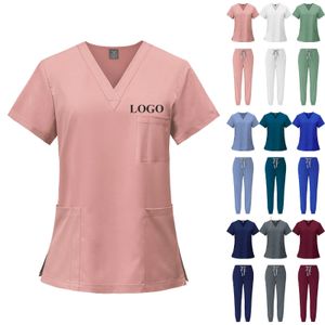 Uniformes de l'hôpital blanc de la mode Nurse Beauty Dental Salon Vêtements de travail Custom Uniform Scrubs Jogger Unisexe Sets 240418