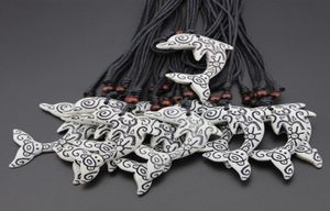 Moda al por mayor 12 unids/lote imitación hueso Taino sol Rana tallado delfín colgantes collar para hombres mujeres joyería amuleto regalo MN5206297387