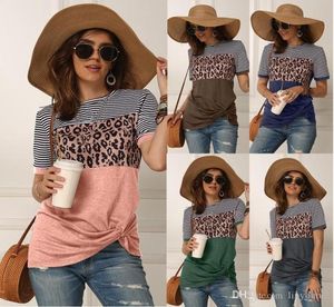 Fashion Women Casual Slewe Short Summer Tshirt Leopard Stripes Casting T Shirt Top Tees Femme Ladies Camiseta Soft9276621