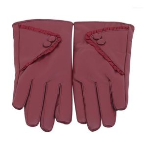 Gants de noël chauds en cuir souple pour femmes, mitaines d'hiver à la mode, cadeau de noël, mitaines noires pour femmes 1