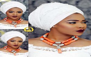 Fashion Women Coral African Beads Collier Bijoux Ensembles de bijoux de fête de mariage nigérian Costume CG001 C181227019570417
