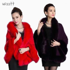 Femmes fourrure fausse mode femmes manteau en cuir herbe col Ponchos et Capes mariée robe de mariée châle Cape dame laine Coat1