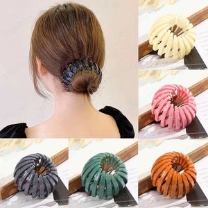 Fashion Women Hair Bun Claws Ponytail Buckle Hair Clip Solid Color Bird Nest Expanding Hair Accessories