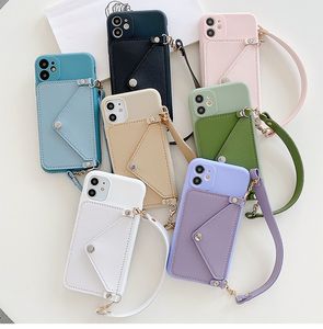 Bolso de mujer de moda Cajas de teléfono para iPhone 13 Pro Max 12 11 Xs XR X 8 7 Plus Contraportada Shell Monedero Titular de la tarjeta Bolsillo Caja de teléfono celular Bolsa