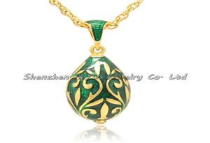 Fashion Women Jewelry Real Gold plaqued Hand Émail de style russe en russe Faberge Egg Pendant Collier avec chaîne9965422