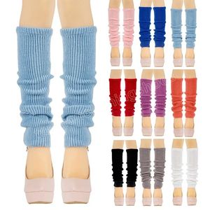 Mujeres de moda calentadores de piernas tejidas otoño de invierno cubierta de pie de crochet medias de rodilla de tejido