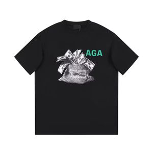 Camiseta para hombre Estilo Billete Patrón Diseño Moda Personalidad Gran nombre Impreso Algodón Top Algodón Casual Manga corta Ropa de gran tamaño