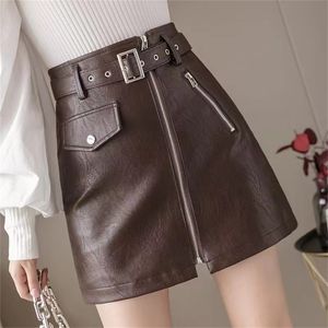 Mode femmes jupes taille haute en cuir PU robes rivets patchwork sexy shorts jupe crayon botte grande taille jupe
