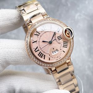 Mouvement de quartz 33 mm Mouvement 33 mm 316 Étui en acier inoxydable ceinture saphir miroir soleil Moon Star Life étanche de luxe de luxe Gold Watch Pink Designer AAA