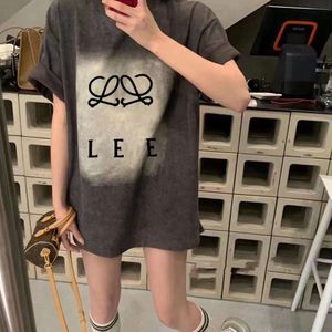 Mode Femmes T-shirt Designer T-shirts Femmes Lavé Vieille Lettre Imprimer Graphique T-shirt À Manches Courtes Casual Lâche High Street Col Rond Pull Coton Tee