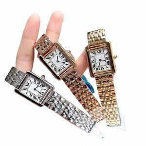 Mode Femmes Montres Mouvement à quartz Argent Or Robe Montre Lady Square Tank Boîtier en acier inoxydable Fermoir original Analog Casual Montre-bracelet Montre de w4vP #