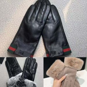 Fashion Five Fingers Guantes para mujeres diseñador de cuero Invierno Invierno Pantalla de oveja táctil táctil i3rr#