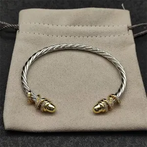 Bracelet de créateur à la mode Bracelettes de tête de perle pour femmes Tredy plaqué câble argent fil torsadé bracelets Bracelets Men Gift ZL123 B4