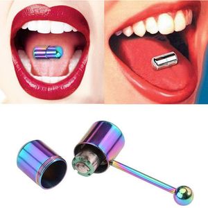 Anillos vibratorios para lengua, barras para lengua de acero quirúrgico anodizado con dos baterías, joyería para perforación corporal para hombres y mujeres