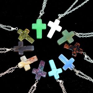 Joyería de moda, cristales curativos baratos, amatista, cuentas de cuarzo rosa, punto de curación de chakras, mujeres, hombres, colgantes de piedra natural, collares de cuero